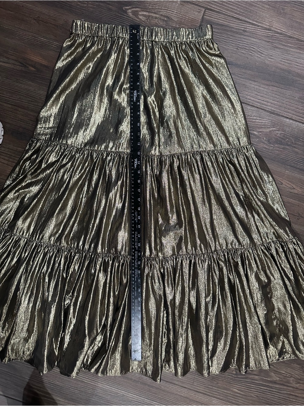J. Crew Metallic Gold Tiered Maxi Long Skirt Perfect for Fall - Picture 8 of 9